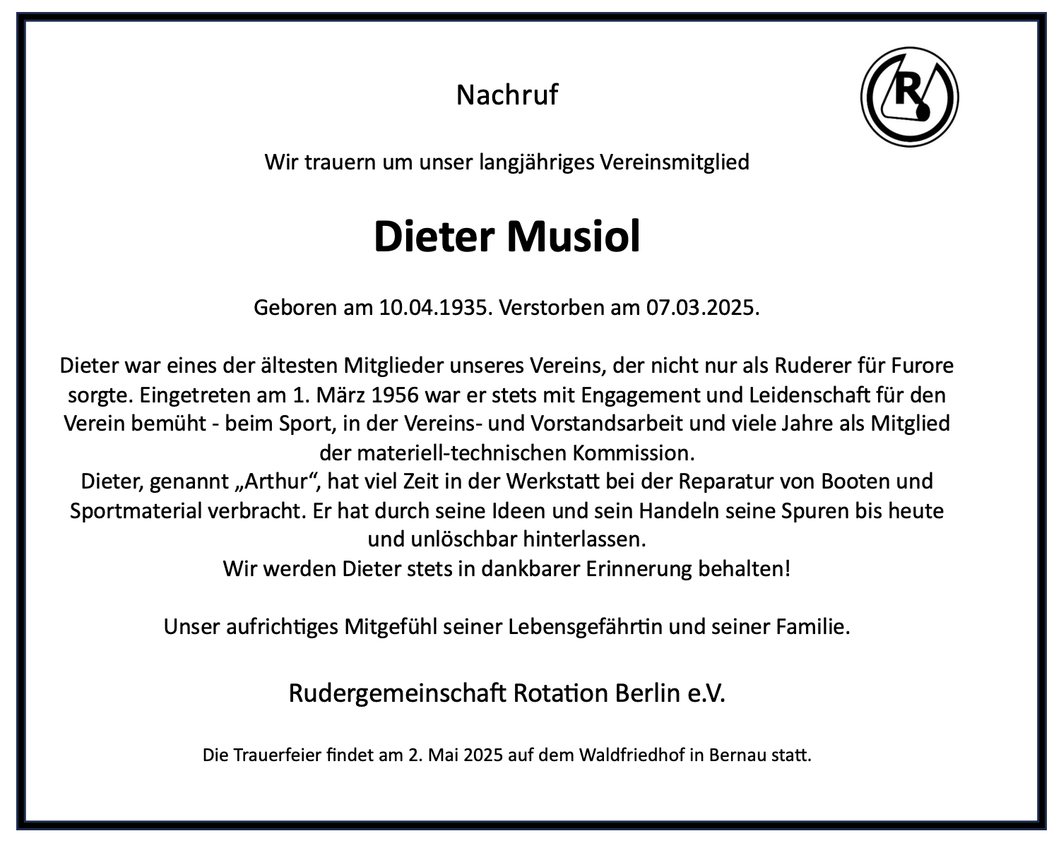 You are currently viewing 07.03.2025 – Nachruf Dieter Musiol